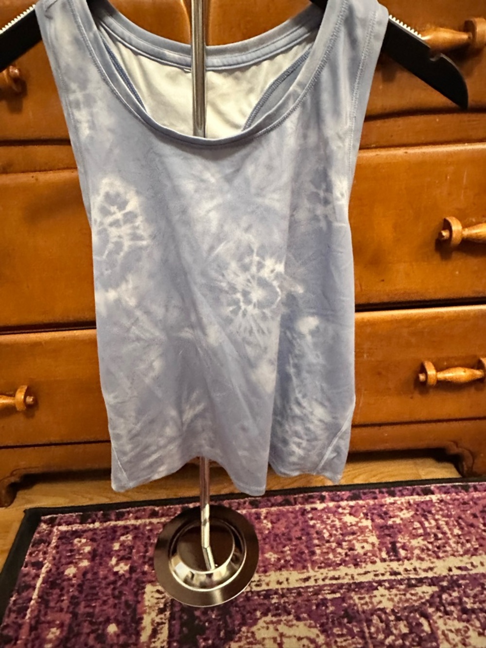 Light Blue Tie-Dye Scoop Neck Tank Top - Women